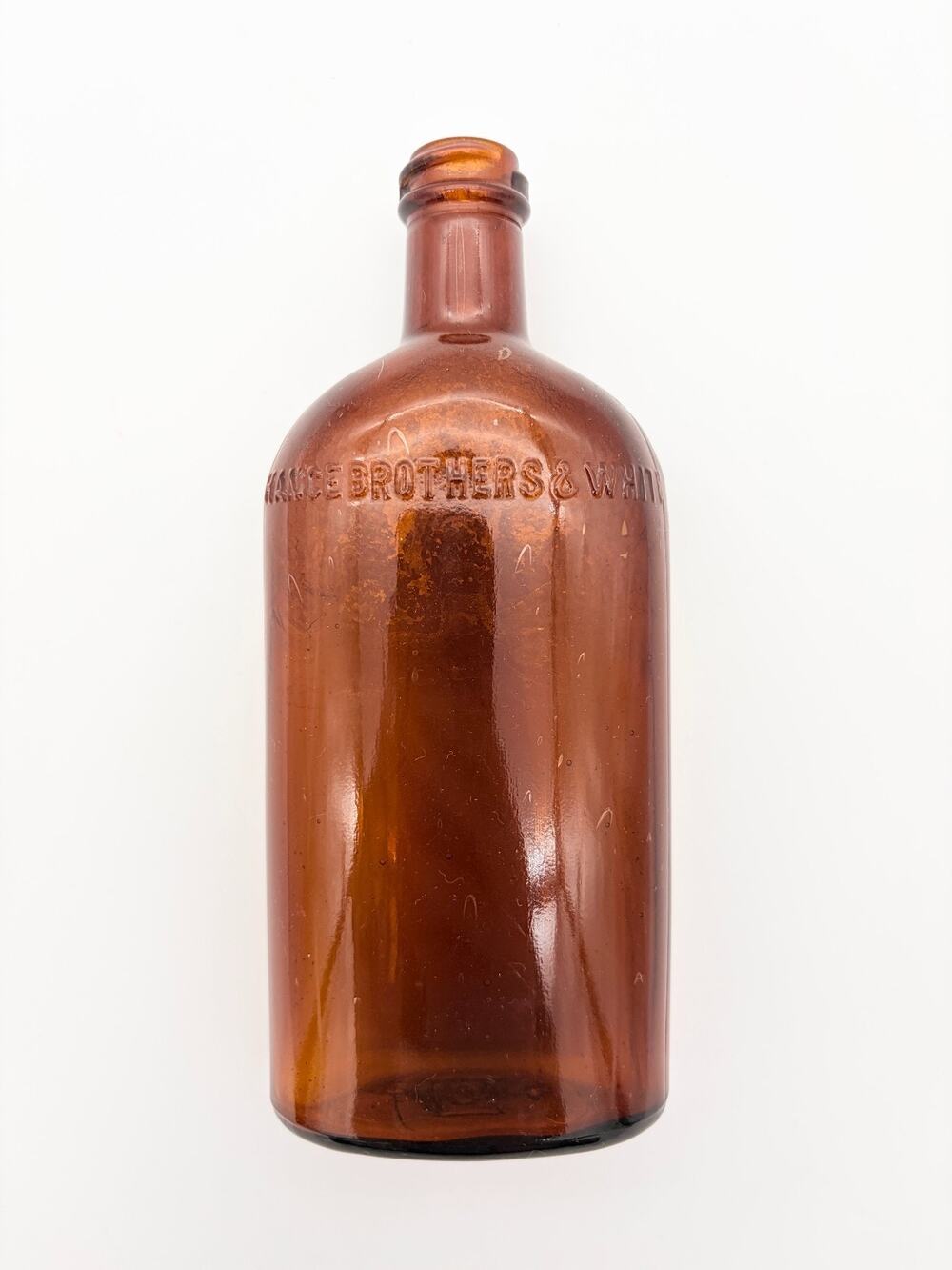 Medicine Bottle Hance Brothers & White Amber Glass 7" Antique Philadelphia 1920s
